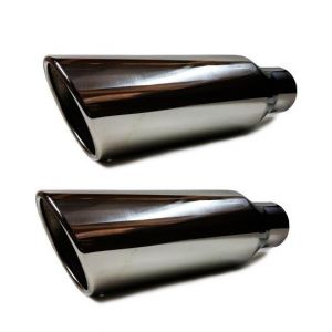 Universal angle cut stainless steel exhaust tip 2.5" inlet 12" long 4" outlet