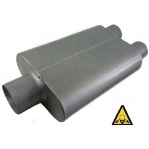 Universal Dual Chamber Muffler 3" inlet 2.25" dual outlet