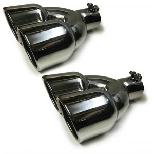 PAIR OF TWO STAINLESS STEEL UNIVERSAL DUAL EXHAUST TIPS 3.5"