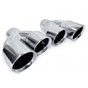PAIR STAINLESS STEEL UNIVERSAL DUAL EXHAUST TIPS 3"