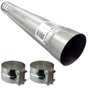 4" Exhaust Pipe 36" Long With Two Lap Joint Band Clamps ID to OD