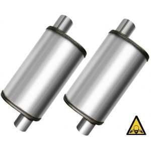 Two Universal Mufflers Offset / Offset 2" ID