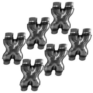 Pack of 6 universal stainless steel exhaust stamped X-Pipe 2"